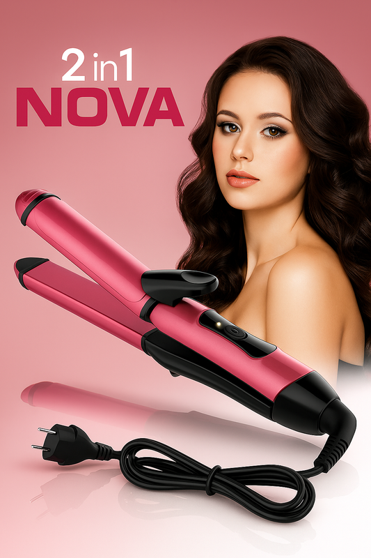 NOVA 2-in-1 Hair Styler – Professional Straightener & Curler for Effortless, Salon-Quality Shine ROYAZA